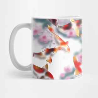 Sakura and koi carp in white water Mug